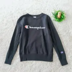 Champion トレーナー 黒 ビッグロゴ 裏起毛 長袖 M　カジュアルのサムネイル