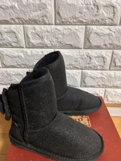 GRIP GLAPP リボン付きブラックショートブーツ　女の子用　サイズ21cm