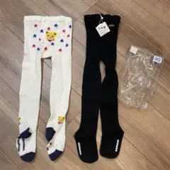 ミキハウス　タイツ　90 くま　黒　無地　ベビータイツ　卒園　入園　冬