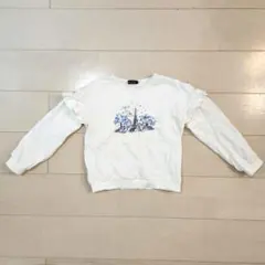 Bebe べべ　エッフェル塔　ハート　フリル　トレーナー　ホワイト　130