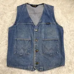 《米国製年代物usa人気早い者勝ち》ラングラーデニムベストフェードサイズ表記無