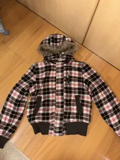 チェック柄 ファー付き ダウンジャケット アウター