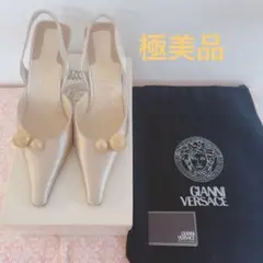 GIANNI VERSACE 正規品　レア　ビジュー付きシルク　ハイヒールのサムネイル