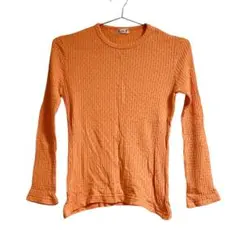 vintage オレンジワッフルニットトップス