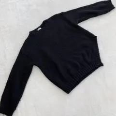 LOWRYS FARM ニットセーター ブラック クルーネック シンプル F