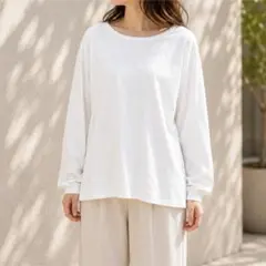 オペークドットクリップ 【S】 長袖カットソーTシャツボートネック ワールドのサムネイル