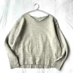 【マカフィー】セーター Vネック 袖異素材 ウール100% 無地 長袖 S