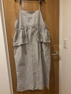 グレー フリル付きキャミワンピース ロング丈