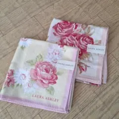 【LAURA ASHLEY】 花柄ハンカチ 大判　2枚セット　新品