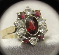 ヴィンテージシルバー ボヘミアンガーネットのリングとイヤリングセット 8号