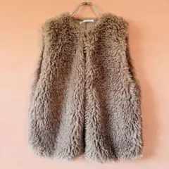 【ELENCARE DUE】 ブラウン ファーベスト もこもこ プードル 羽織り