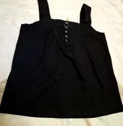 新品タグ付き☆ジュン pour la frime☆透け感 黒 ノースリーブシャツ