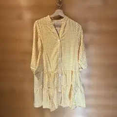 SHEIN チェック　七分袖　ワンピース