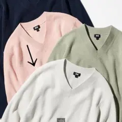 UNIQLO ワッフルVネックセーター ユニセックス　L