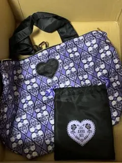 【美品】ANNA SUI トートバッグ　エコバッグ　巾着ポーチ付き　紫のサムネイル