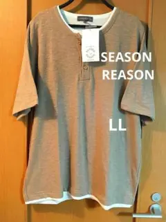 SEASON REASON ヘンリーネック 半袖Tシャツ ・LL ・新品未使用品