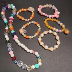 キラキラ　ビーズ　アクセサリー　ネックレス子供キッズ　まとめ売り　ブレスレット