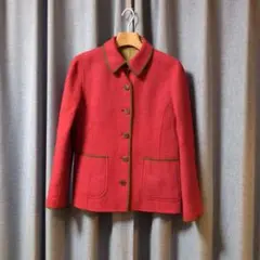 aquascutum 赤 ボタン付きリバーシブルウール100%ジャケット