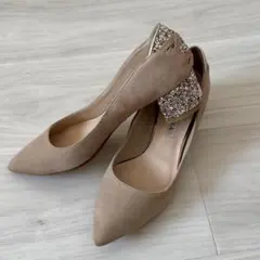 ダイアナ ローヒール パンプス グリッター ベージュ