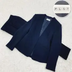 ✨美品✨ PLST プラステ ノーカラー スーツ セットアップ　ネイビー 紺