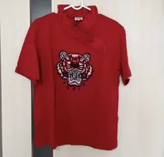 KENZO タイガー刺繍 フリルネック 半袖Tシャツ レッドのサムネイル