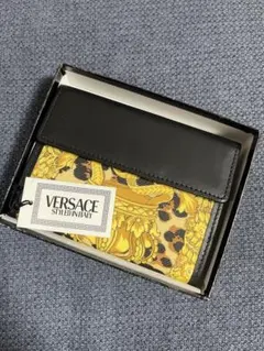新品 本物 正規品 VERSACE メンズ レザー ファスナー財布 黒 バロッコ