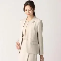 洋服の青山　フロントホックVカラージャケット　17号ベージュ