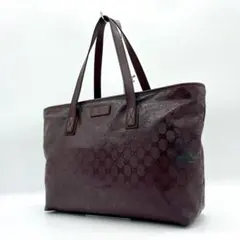 【GUCCI】トートバッグ　GGインプリメ　PVC ワインレッド　肩かけ　A4