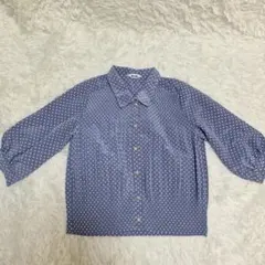 レディース　水玉模様の五分袖シャツ