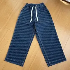 H.UNIT クラウンサイズ ベイカー イージーパンツ インディゴストライプ