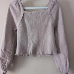 GRL グレイル スクエアネック パフスリーブ ニット 長袖 トップス　Fサイズ