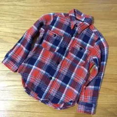 デニムダンガリー　チェック　シャツ　１１０