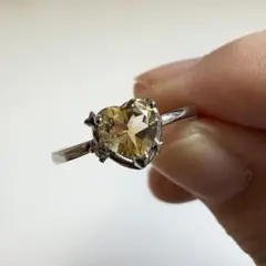 天然石 シトリン リング フリーサイズ ハートシェイプ