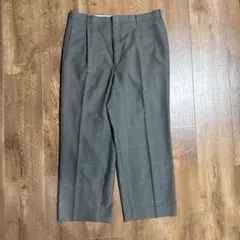 90s SKY BRAIN チェック柄ワイドスラックス黒ブルーウエスト40cm