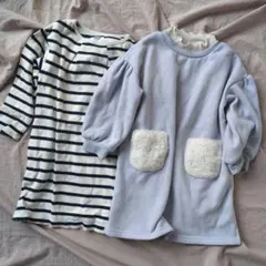 まとめ売り 女の子 ストライプ ワンピース 2点セット 100