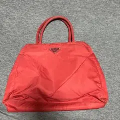 PRADA 三角ロゴ赤 トートバッグ【中古】最終お値下げ