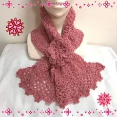 ハンドメイド 手編み お花ミニ·マフラー(Xタイプ) ( ᜊº-° )ᜊ