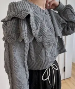 lawgy cable frill short button knitのサムネイル