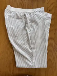 UNIQLO M スマートアンクルパンツ白　縦ストライプ スラックス Mサイズ