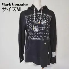 Mark Gonzales プリント フーディ M ブラック 裏起毛 A0324のサムネイル