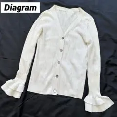 Diagram ダイアグラム カーディガン 袖フリル シルク混 白 ホワイト36