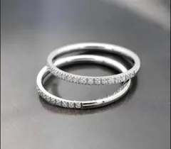 ステンレスリング　細半キラリング　指輪　ピンキーリング　レディースリング