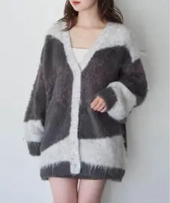 【美品】tiptop 異素材MIXカーディガン