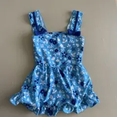 キ*ス様 青色花柄　子供水着 サイズ110cm