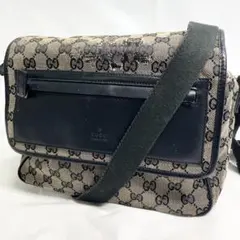 グッチ GG キャンバス ショルダーバッグ ロゴ 型押し 大容量 多機能 黒