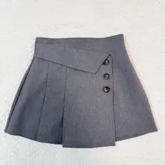 GRL 巻きスカート風 ミニスカート インナーパンツ付き M グレー ボタン