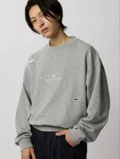 Lui's ニューコン ロゴ刺繍ショート丈ダメージスウェットプルオーバーのサムネイル