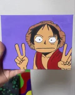 【手書き】ワンピース ルフィ アクリル画 ファンアート