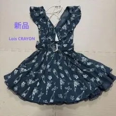 【新品未使用】Lois CRAYON ネイビーワンピース ボトル柄　サイズM