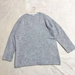 GU ジーユー ＊ ニット　セーター トップス グレー Vネック L ゆったり
